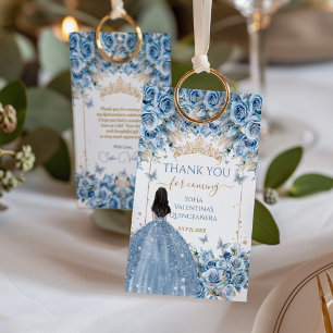 Etiqueta Para Presente Vestido de Luxo Azul Bebê Dourado Favor Quinceaner