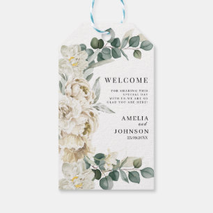 Etiqueta Para Presente Vestido do casamento floral branco elegante
