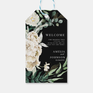 Etiqueta Para Presente Vestido do casamento floral preto elegante