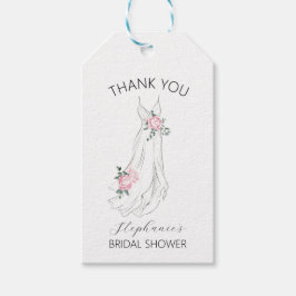 Etiqueta Para Presente Vestido Floral de Eucalipto em Aquarela Bridal Sho