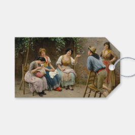 Etiqueta Para Presente Vestir mulheres e um menino tendo um bate-papo ami