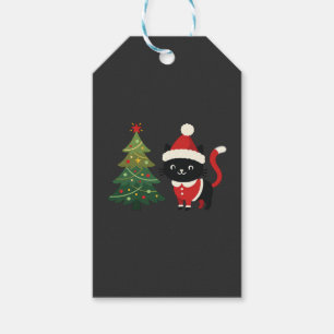 Etiqueta Para Presente Vetor de árvore de Natal do gato de Natal