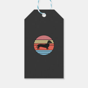 Etiqueta Para Presente Vetor de pôr do sol de Dachshund retrô