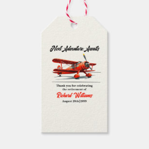 Etiqueta Para Presente Viagem de aposentadoria - Vintage de avião vermelh