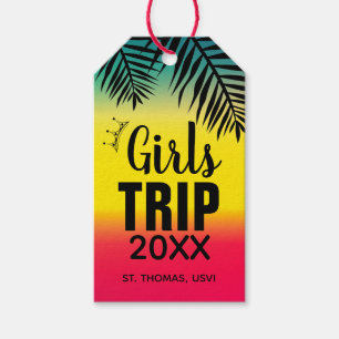 Etiqueta Para Presente Viagem de Meninas Tropicais com Coroa, Ano e Nome