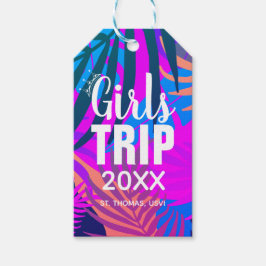 Etiqueta Para Presente Viagem de Meninas Tropicais com Coroa, Ano e Nome