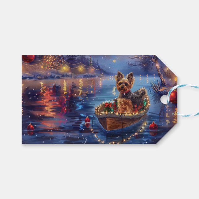 Etiqueta Para Presente Viagem Festiva de Natal de Biewer Terrier (Frente (horizontal))