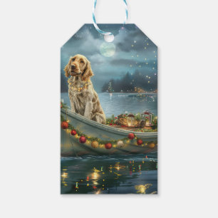 Etiqueta Para Presente Viagem Festiva de Natal do Setter Inglês