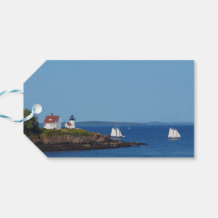 Etiqueta Para Presente Viagens vintage Blue Ocean Lighthouse Sailboat