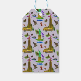 Etiqueta Para Presente Viagens vintage Skyline New York Liberty Autumn