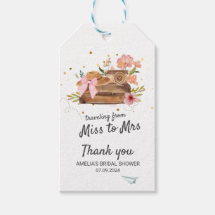 Etiqueta Para Presente Viajando de Miss para Mrs chá de noiva retrô