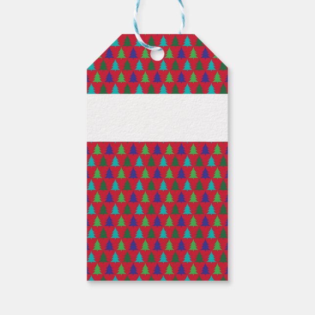 Etiqueta Para Presente Vibrant Christmas Tree Holiday Pattern (Verso)