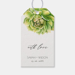 ETIQUETA PARA PRESENTE VIBRANT GREEN WATERCOLOR SUCCULENT PERSONALIZADO