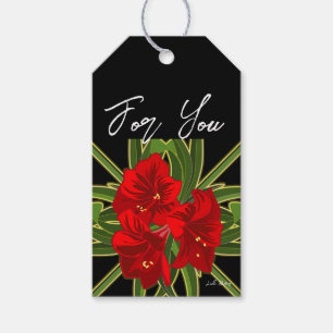 Etiqueta Para Presente Vibrante do Jardim Amaryllis de Natal