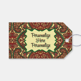 Etiqueta Para Presente Victorian paisley pattern elegant red green gold