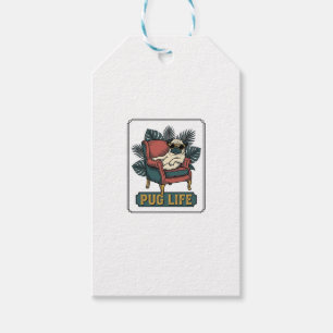 Etiqueta Para Presente Vida de Pug Vintage Óculos de Sol Design de Cachor