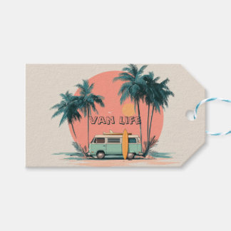 Etiqueta Para Presente Vida em Van – Arte Retro de Trailer de Praia