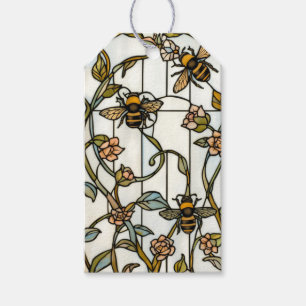 Etiqueta Para Presente Vidro manchado botânico art nouveau elegante com a