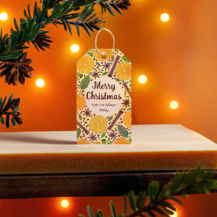 Etiqueta Para Presente Vinho malhado de Natal amarelo picante