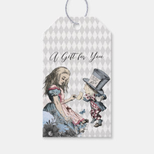 Etiqueta Para Presente Vintage Alice & Mad Hatter Personalizável