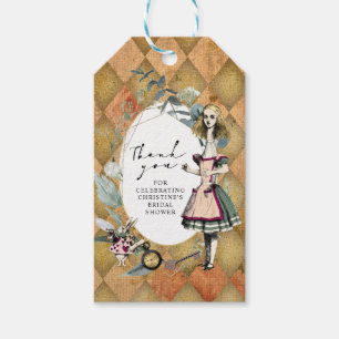 Etiqueta Para Presente Vintage Alice no País das Maravilhas Obrigado 