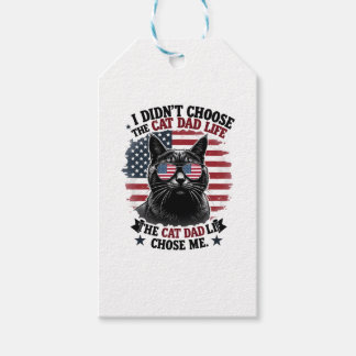 Etiqueta Para Presente Vintage American Flag Cat Dad Father's Day Kitten 