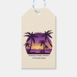 Etiqueta Para Presente Vintage Beach Sunset Vacage lounger pach roxo