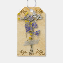 Vintage Belo Beige Flowers Secos com Nome