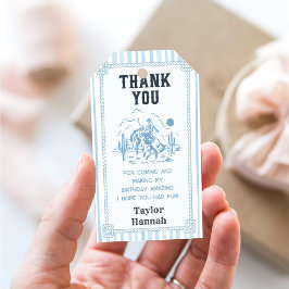 Etiqueta Para Presente Vintage Blue Cowboy 1st Birthday Party