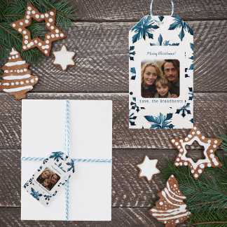 Etiqueta Para Presente Vintage Blue Snowflake Sticker