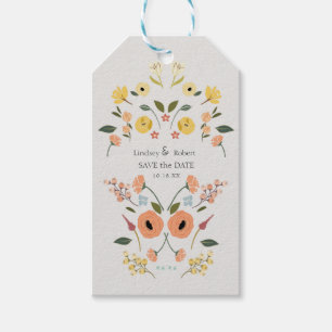 Etiqueta Para Presente Vintage Bohemian Floral Photo Save the Date (Vinta