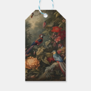 Etiqueta Para Presente Vintage botânica bird flores no paraíso