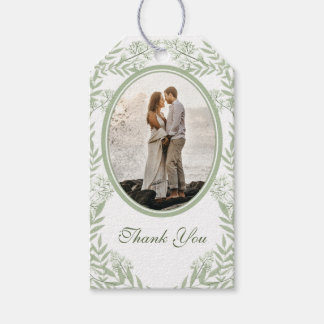 Etiqueta Para Presente Vintage Botânica de Casamento Verde Oleícola