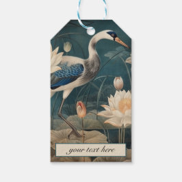 Etiqueta Para Presente Vintage botanical blue crane personalizável