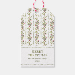 Etiqueta Para Presente Vintage Botanical Christmas