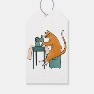 Etiqueta Para Presente Vintage Cat Sewing