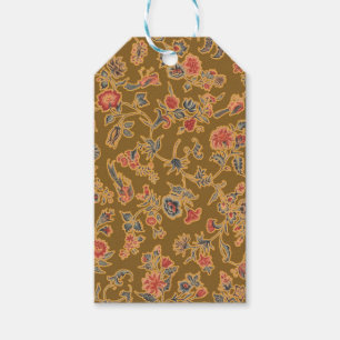 Etiqueta Para Presente Vintage Chinoiserie Floral Brocado Século XVIII 
