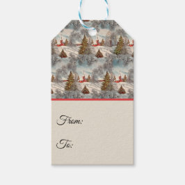 Etiqueta Para Presente Vintage Christmas Glittering Winter Village