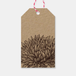 Etiqueta Para Presente Vintage Chrysanthemum Kraft Tag