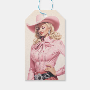 Etiqueta Para Presente Vintage Cowgirl Pinup