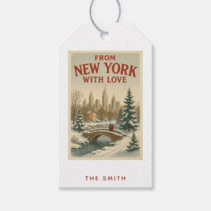 Etiqueta Para Presente Vintage De Nova York Com Amor Natal
