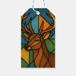 Etiqueta Para Presente Vintage Deer Tiffany Style Stained Glass Design