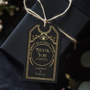 Etiqueta Para Presente Vintage Dourada Tarot Gothic Weding Obrigado