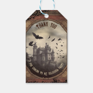 Etiqueta Para Presente Vintage Drácula Castle Halloween vitoriano