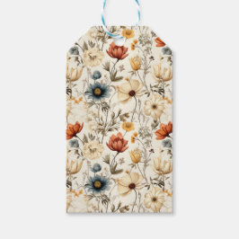Etiqueta Para Presente Vintage Dried Wildflower Navy Terracotta