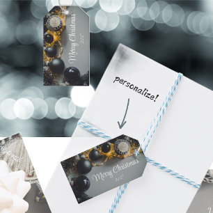 Etiqueta Para Presente Vintage Enfeites de natal pretos com fita