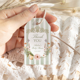 Etiqueta Para Presente Vintage Floral Chá de fraldas Obrigado