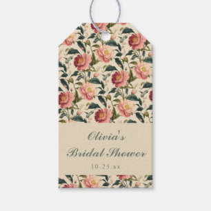 Etiqueta Para Presente Vintage Floral Creme Marfim Personalizado Chá de N