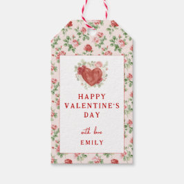 Etiqueta Para Presente Vintage Floral Roses Happy Valentine's Day Tags