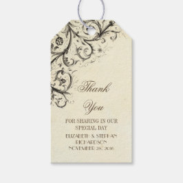 Etiqueta Para Presente Vintage floresce um casamento elegante Obrigado